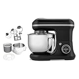 MEDION Küchenmaschine (5 Liter Edelstahlschüssel, 1.200 Watt, Eisschüssel für Zubereitung von Eis, Mischen Kneten Rühren, Digitales Display, Knetmaschine, Teigmaschine, MD18420) schwarz