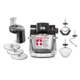 Bosch Küchenmaschine Serie 6, 7 Automatikprogramme, integr. Waage, 5,5l Schüssel, Durchlaufschnitzler, Scheiben, Knethaken/Rührbesen/Silikonbesen, spülmaschinenfest, 1600 W, silber/schwarz, MUMS6ZS13D