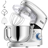 CHeflee Küchenmaschine Teigmaschine 1500W Knetmaschine,Mit 6.2L EdelstahlschüSsel,6 Geschwindigkeit Reduzierte GeräUsche,Mit RüHrbesen,RüHrhaken,SpritzwassergeschüTzter Knetmaschine Mit Knethaken