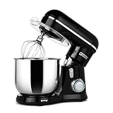 Kitchen in the box Kompakte Küchenmaschine 3,5 L, Rührmaschine & Knetmaschine mit 10 Geschwindigkeiten, Leichte Teigmaschine mit Knethaken, Rührhaken & Schneebesen, ideal für kleine Küchen,Schwarz