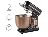 Bestron Küchenmaschine, Super Silent (65db) 4-1 Küchenmaschine mit DC-Motor, 6 Liter Rührschüssel, inkl. Knethaken, Rührbesen und Teigschläger, 6 Geschwindigkeitsstufen + Pulsefunktion, Farbe: Kupfer
